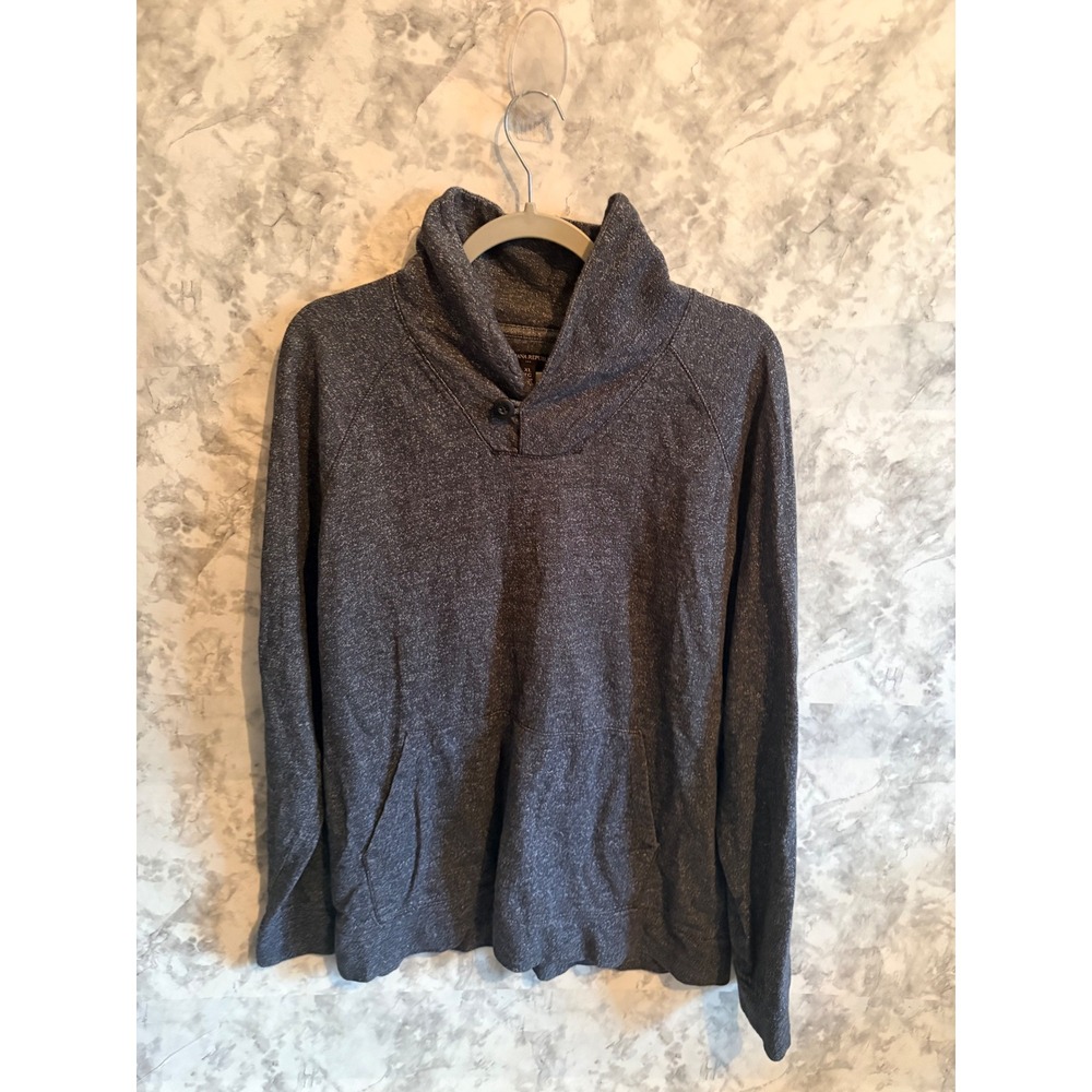 Banana Republic Men's XL Gray Heathered Cowl Neck Button Pullover Sweatshirt